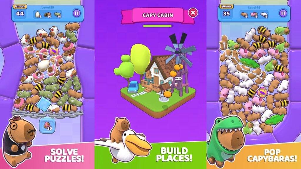 Capybara Stars: Match-3 Puzzler with Cozy Building