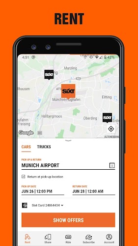 Schermata SIXT rent. share. ride. plus. 2