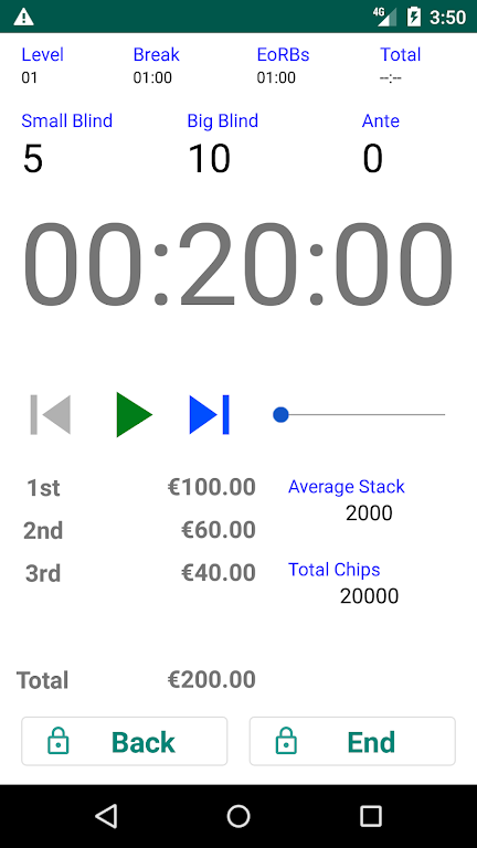 Easy Poker Tournament Timer Zrzut ekranu 2