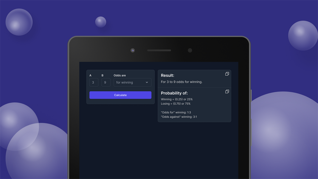 Odds Probability Calculator Ảnh chụp màn hình 1
