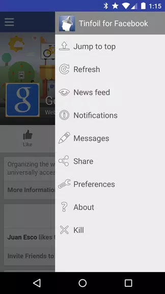 Schermata Tinfoil for Facebook 2
