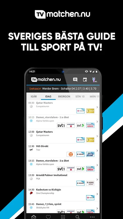 TVmatchen.nu - sport på TV Скриншот 1