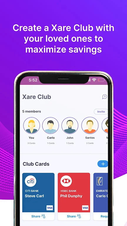 Xare - Share Debit,Credit card Captura de tela 2