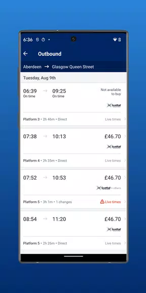 ScotRail Train Times & Tickets Captura de tela 2