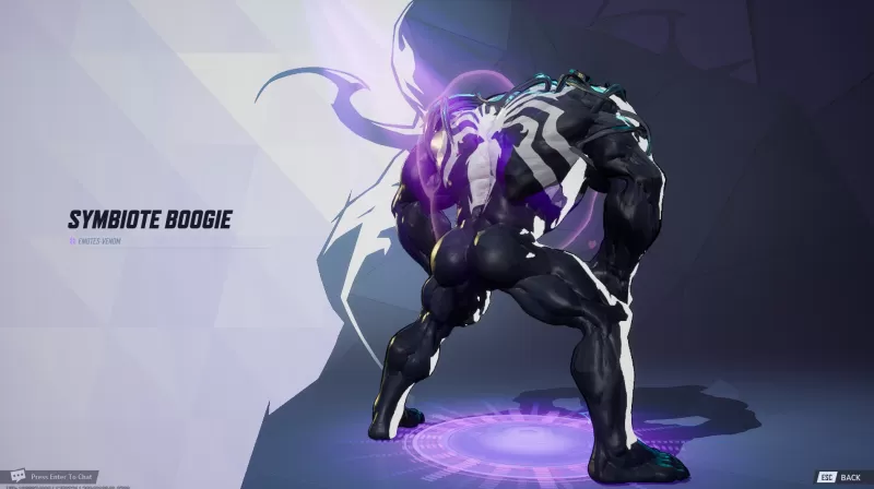 Symbiote Boogie Venom Twerk emote como se ve en Marvel Rivals. Imagen capturada por IGN.
