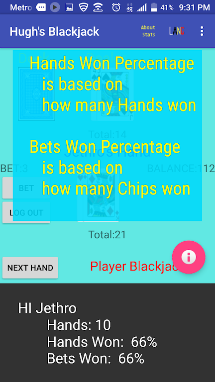 Hugh’s Blackjack ဖန်သားပြင်ဓာတ်ပုံ 2
