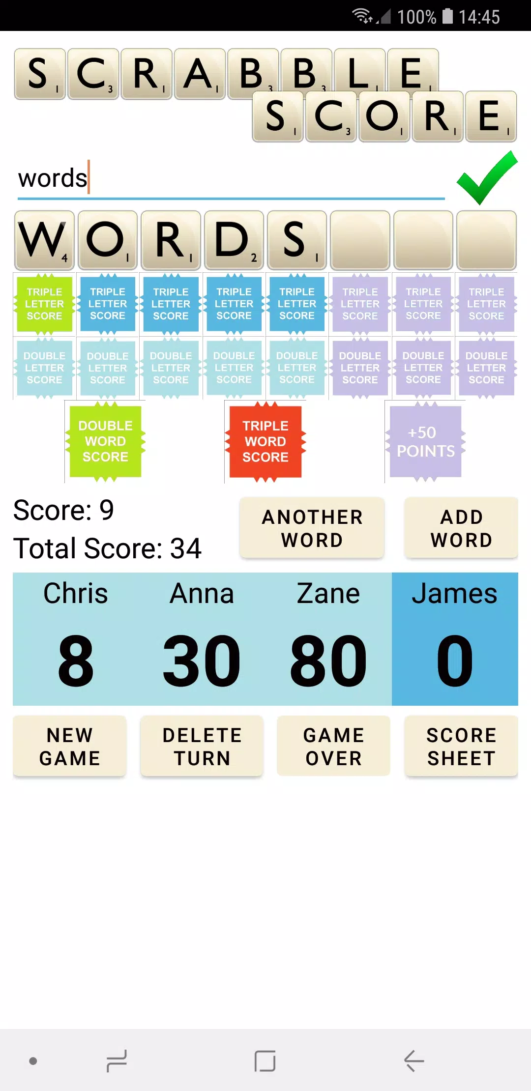 Scrabble Score Captura de pantalla 2