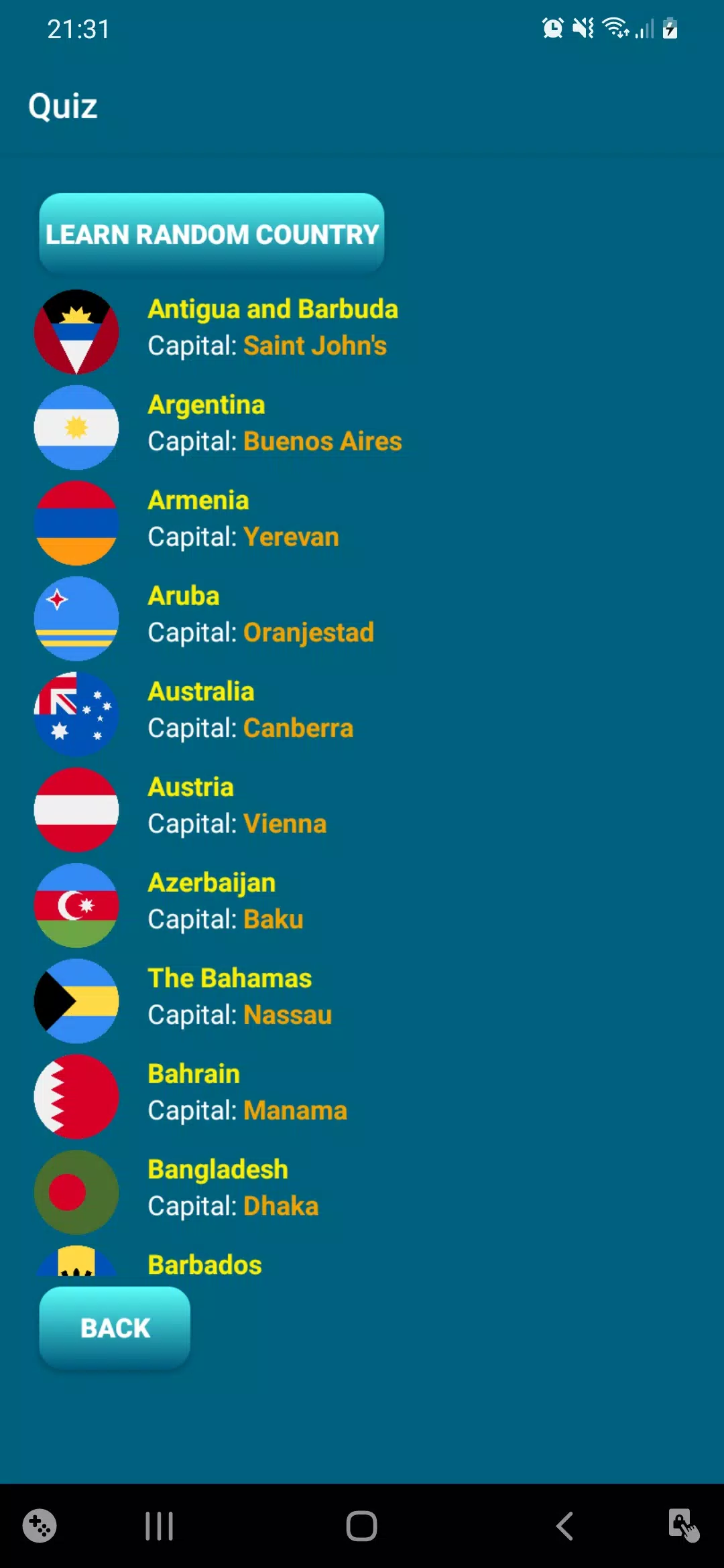 Countries, capitals, flags - W Schermafbeelding 2