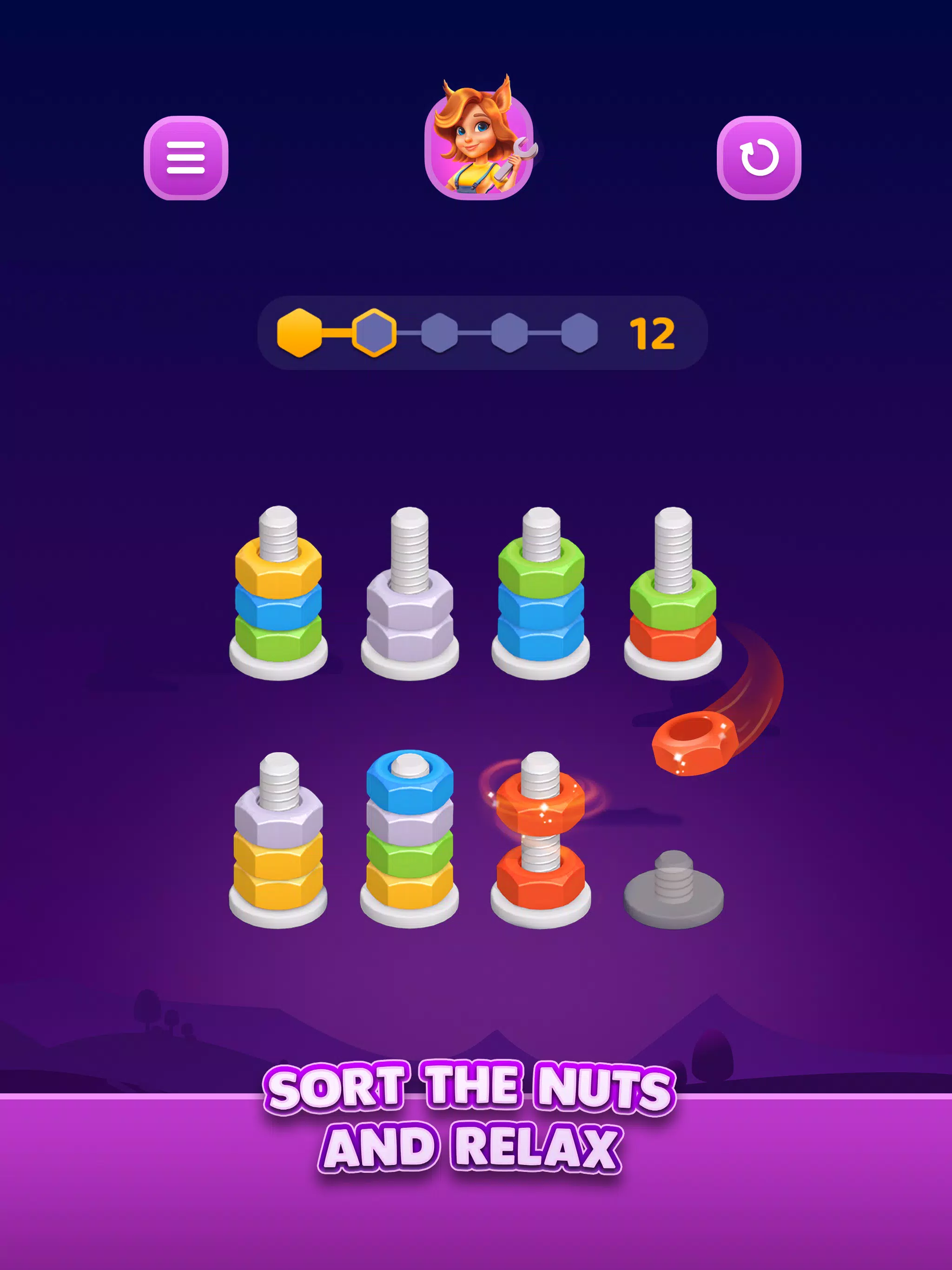 Nut Sort: Color Sorting Game Captura de tela 2