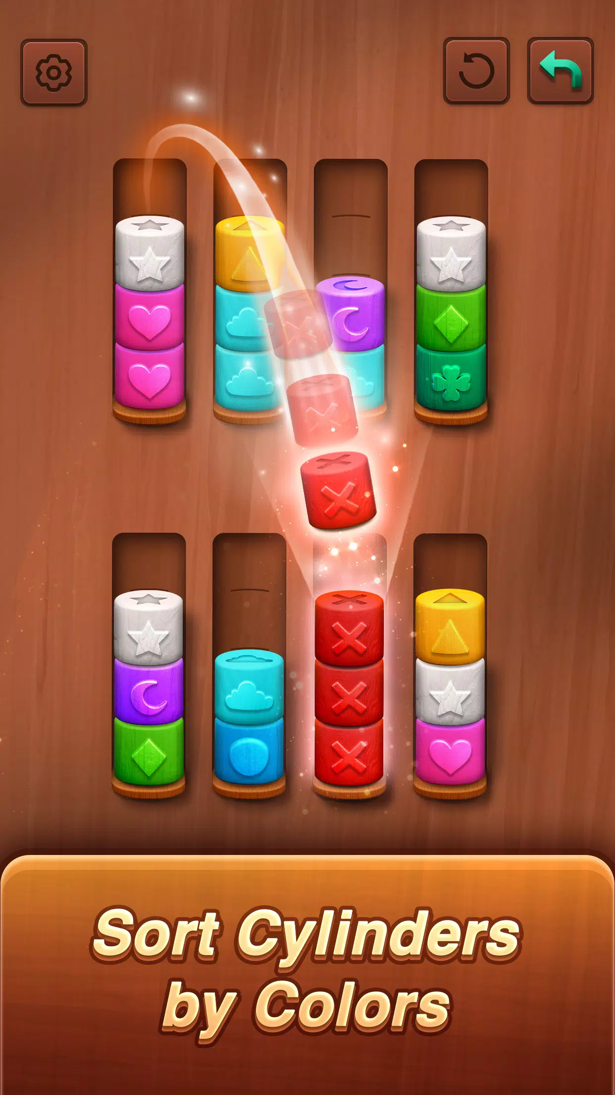 Color sort: Wood Cylinder Saga 스크린샷 1