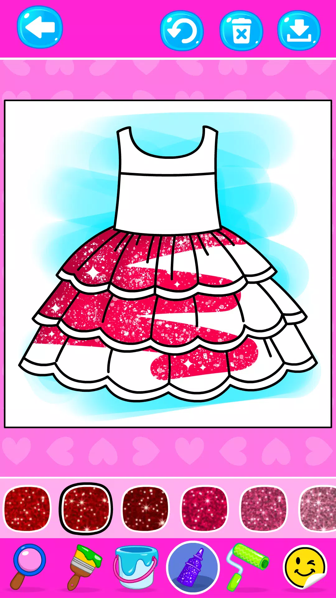 Girls Glitter Dress Coloring Captura de pantalla 2