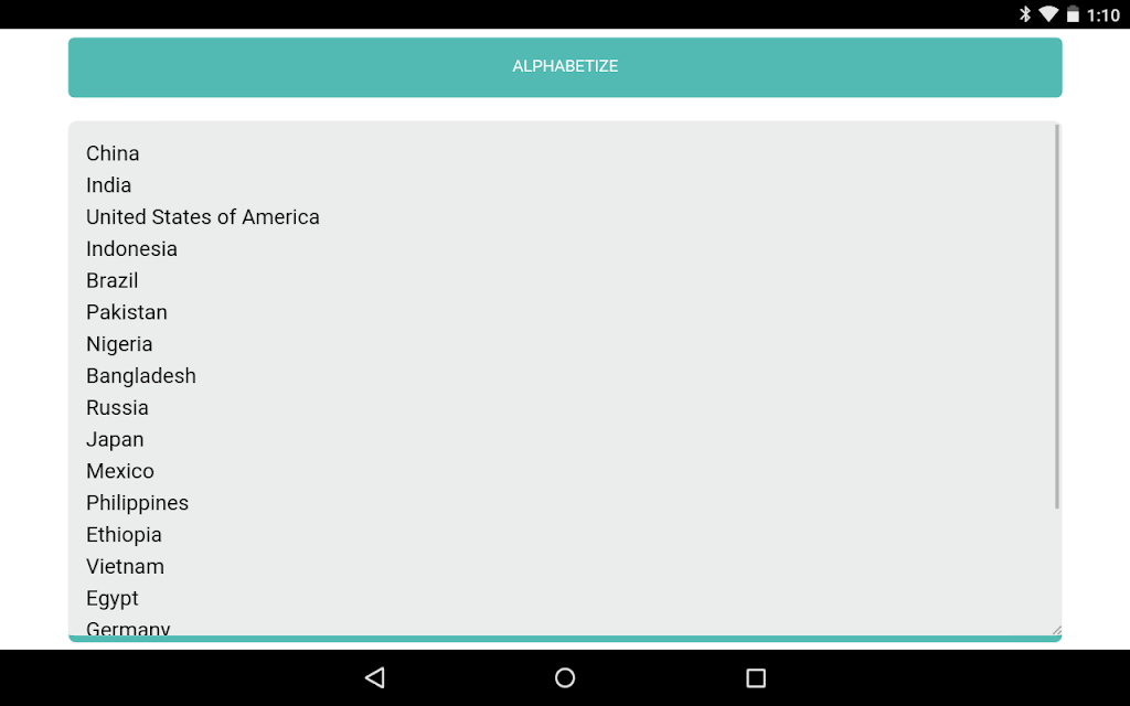 Schermata Alphabetizer 1