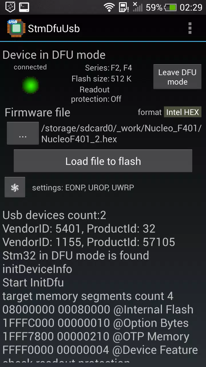 StmDfuUsb Capture d'écran 4