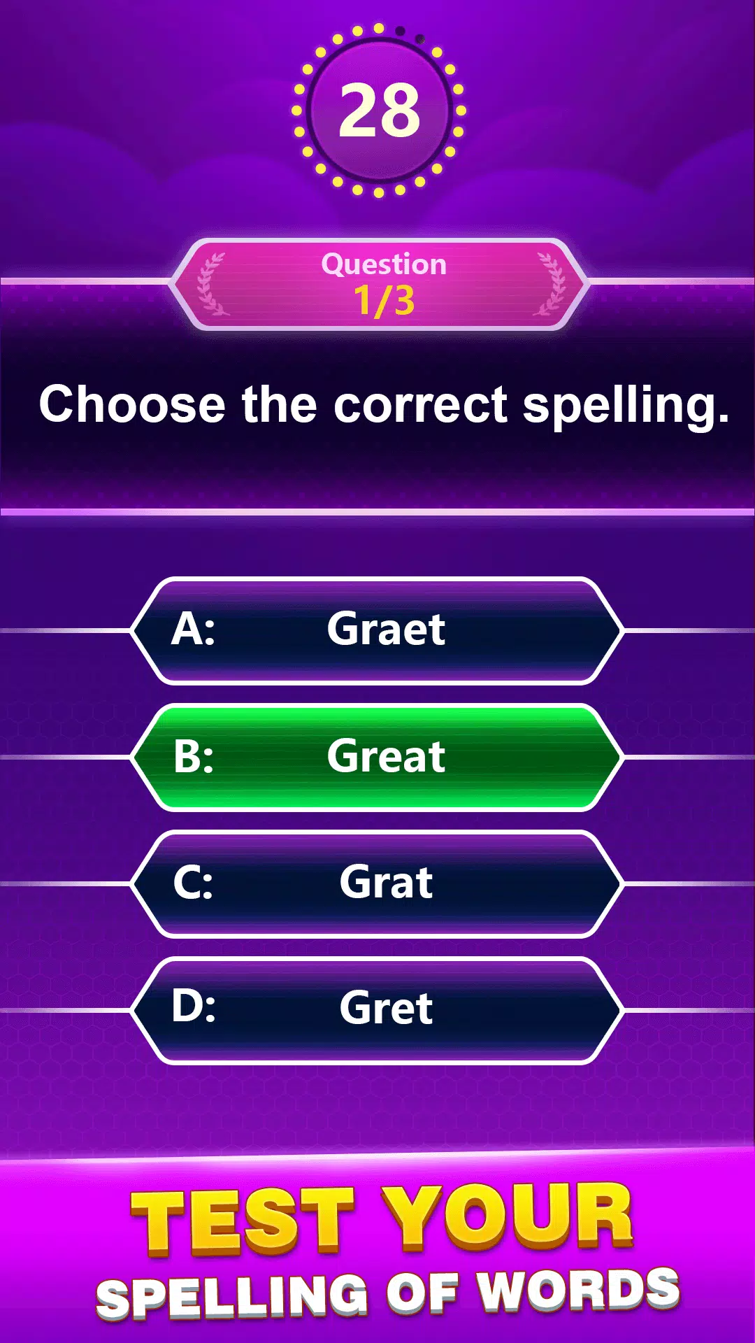 Spelling Quiz -Juego triviales Captura de pantalla 1