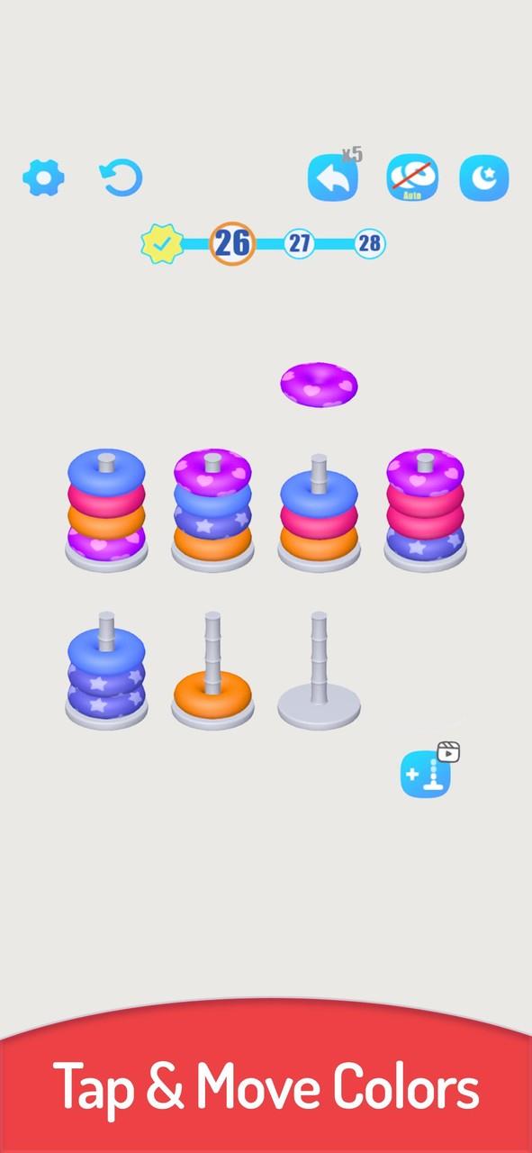 3D Color Sort Hoop Stack Скриншот 1