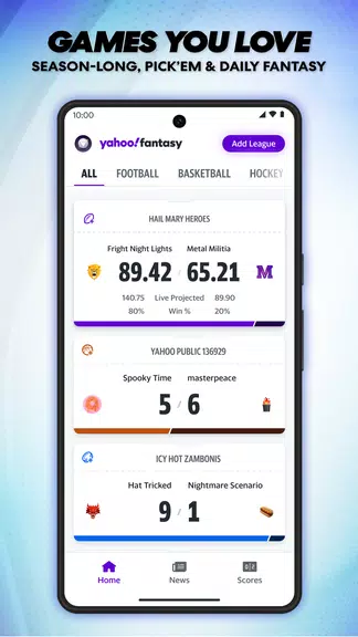 Schermata Yahoo Fantasy Football, Sports 1