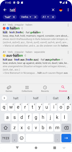 Verbs German Dictionary Screenshot 2