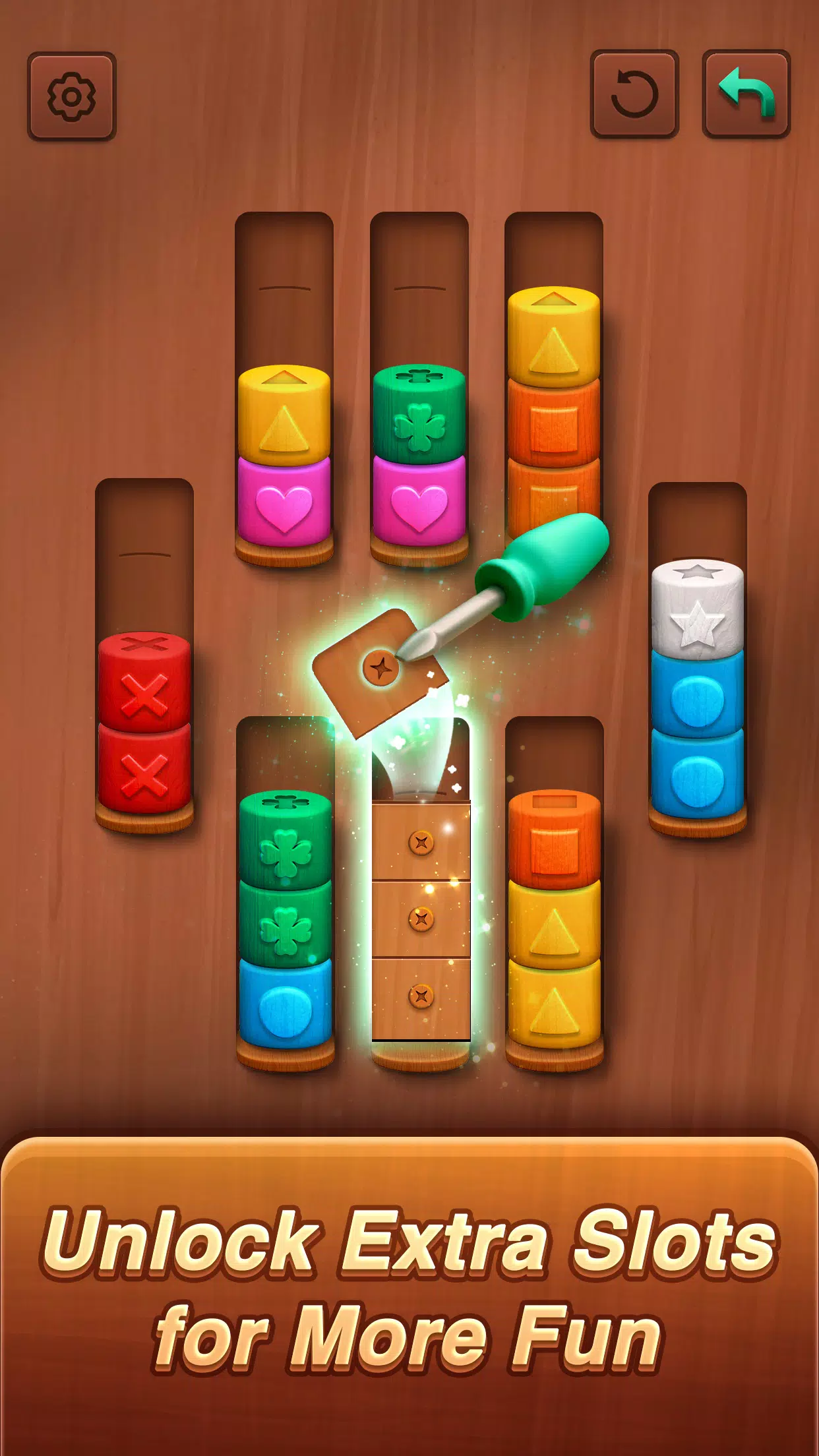 Color sort: Wood Cylinder Saga ภาพหน้าจอ 2