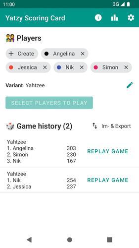 Yatzy Scoring Card スクリーンショット 1