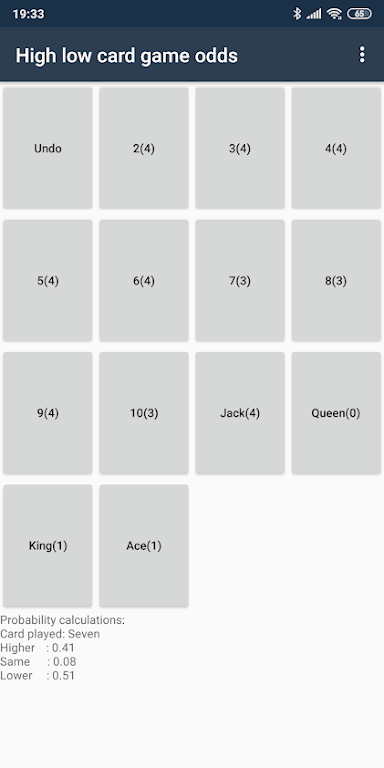 High low card game odds應用截圖第1張