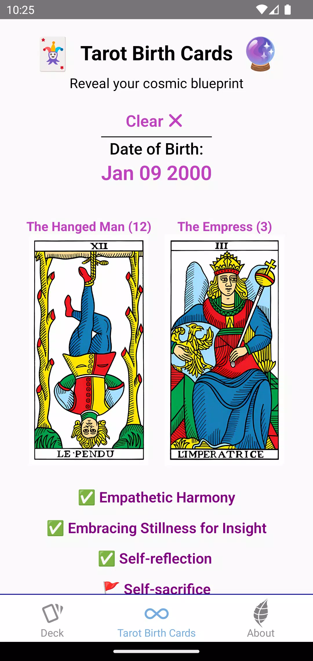 Tarot Birth Cards应用截图第3张
