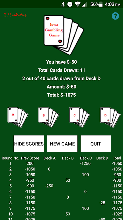 Iowa Gambling Game: Decision Making With Cards Ảnh chụp màn hình 1