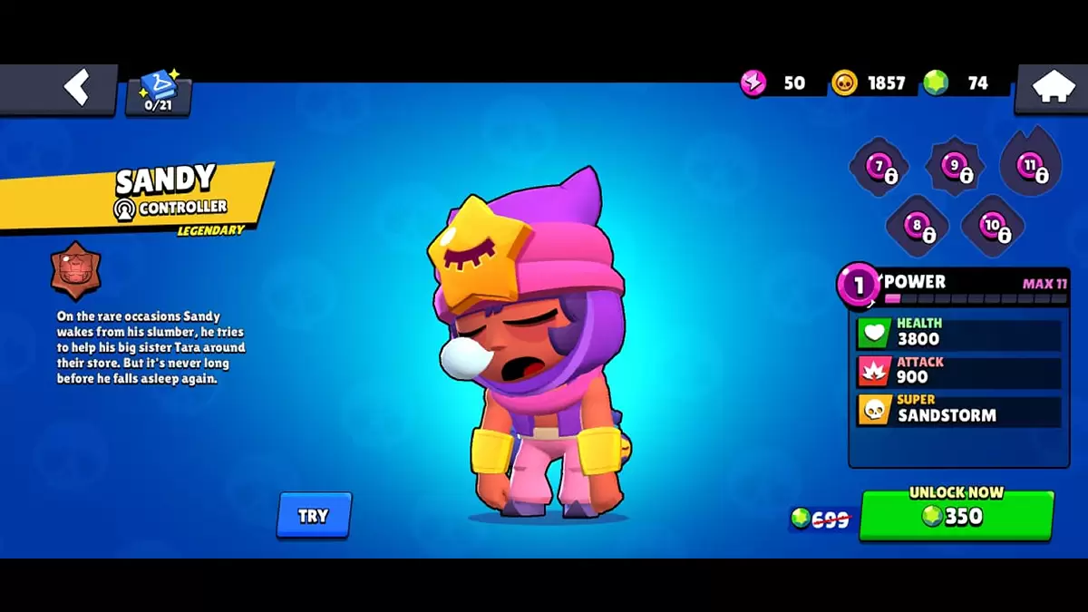 Brawl ကြယ်များတွင် Sandy ပရိုဖိုင်း။
