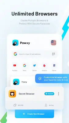 Pawxy - Fast VPN & Web Browser স্ক্রিনশট 1