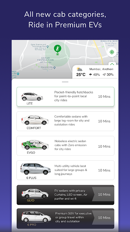 Meru Cabs- Local, Rental, Outs Screenshot 1