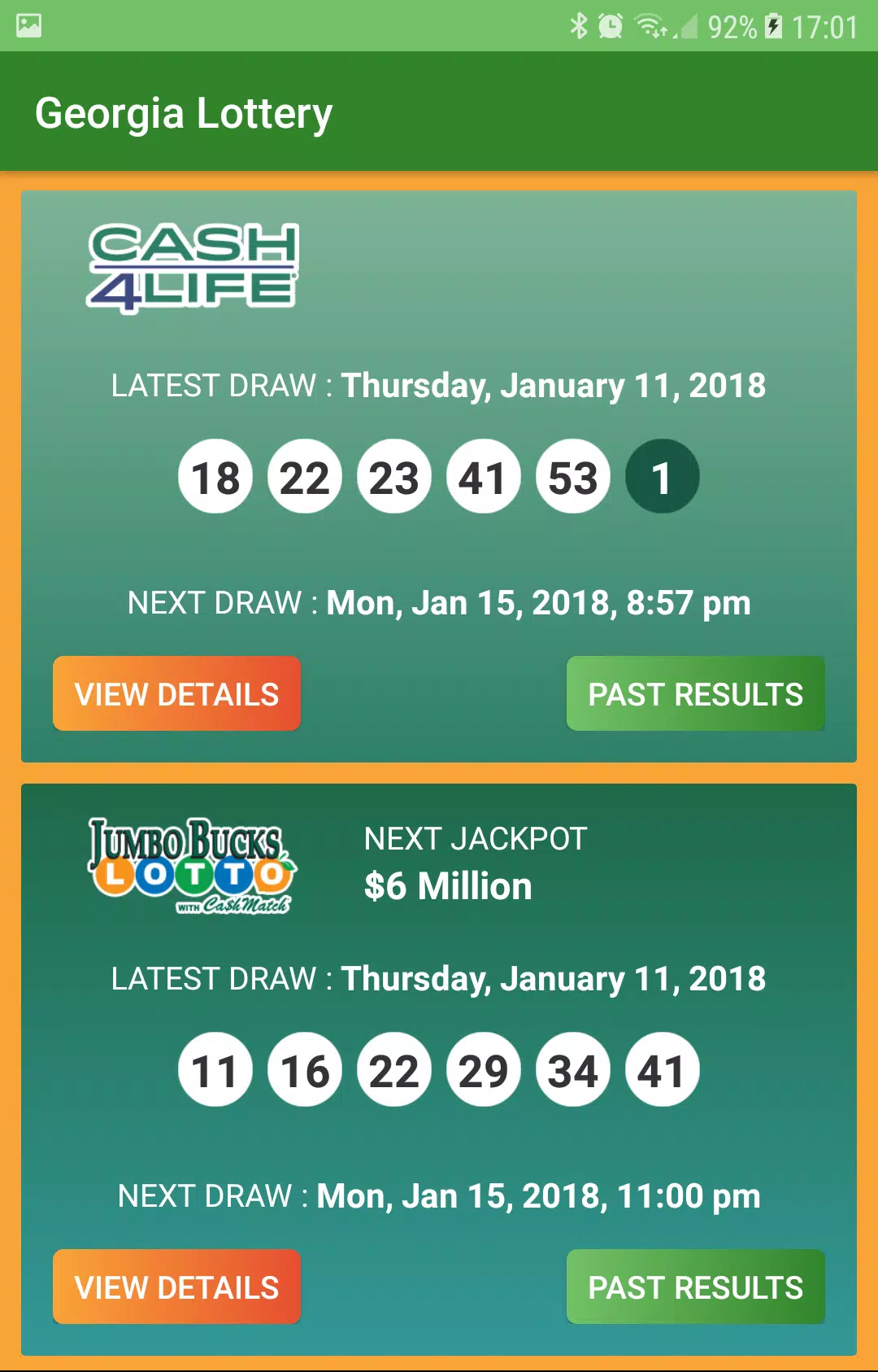 Georgia Lottery Results Captura de tela 2