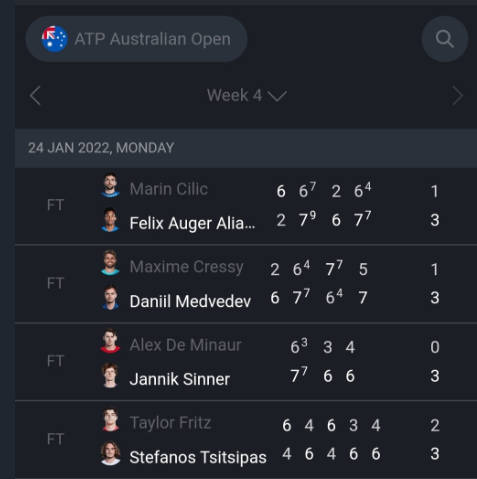 ATP live scores : Tennis live Zrzut ekranu 1