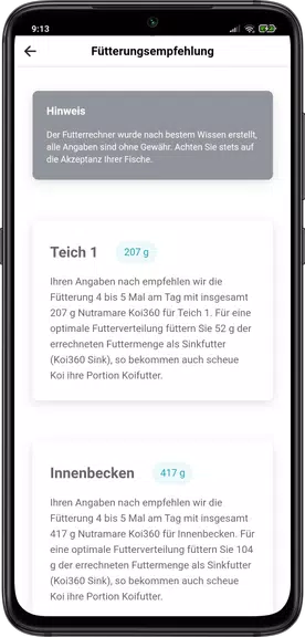Nutramare - Koi Futterrechner スクリーンショット 3