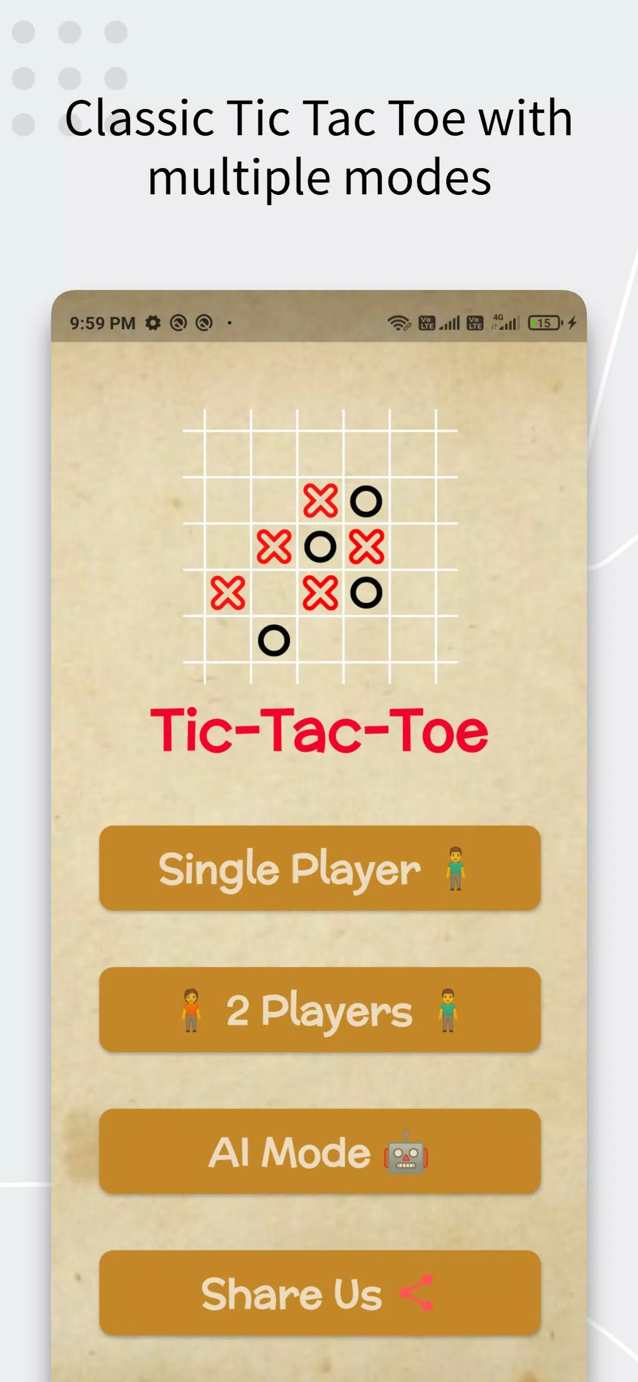 Tic Tac Toe AI Game Tangkapan skrin 1